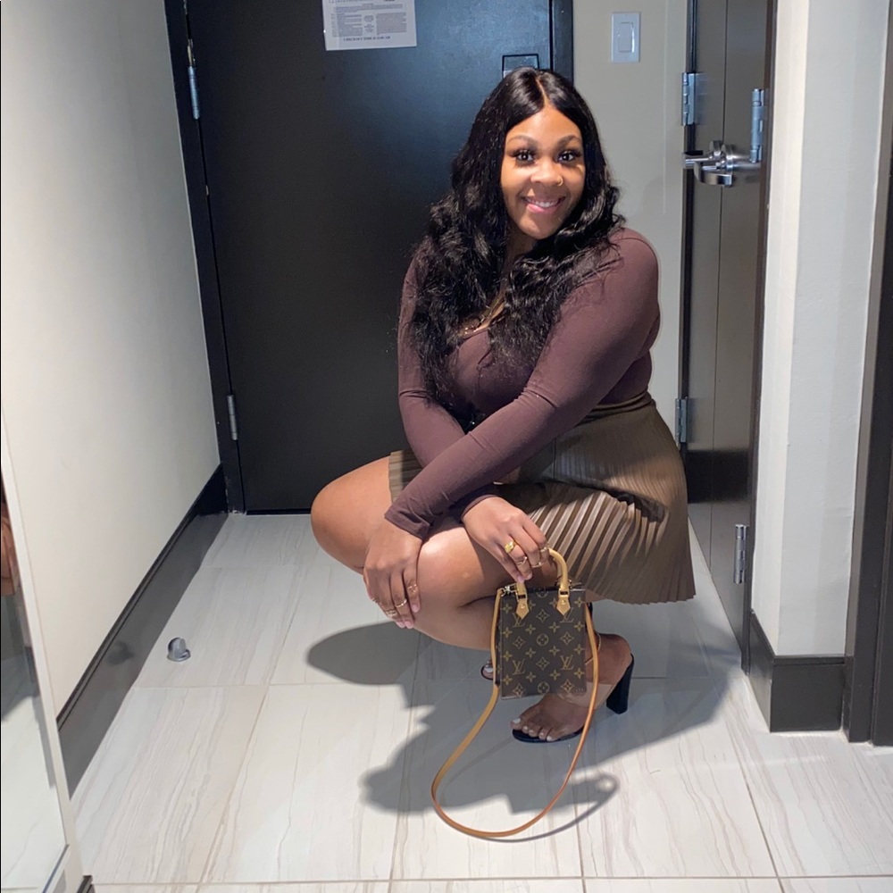 Brown leather skirt